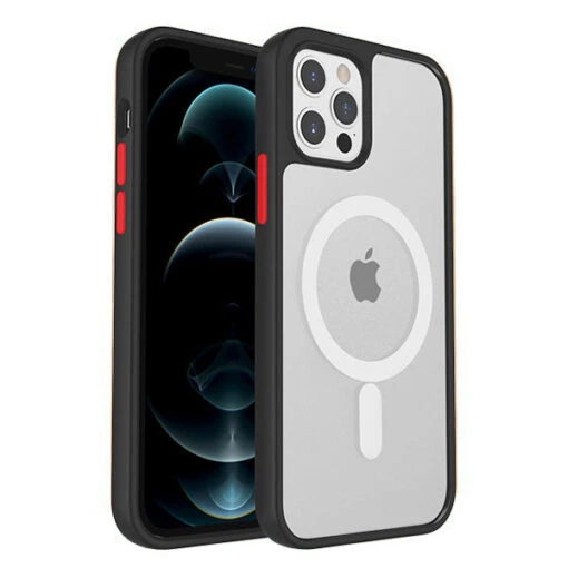 Armoured™ Shield MagSafe Tough Case For IPhone 14 Pro Max - Black (Red Buttons)