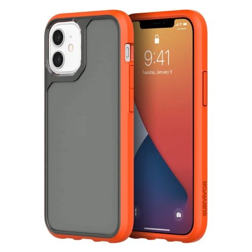 Griffin Survivor Strong Tough Rugged Case For Apple IPhone 12 Mini - Orange / Grey