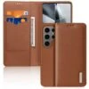 DUX DUCIS Real Leather Flip RFID Wallet Case For Samsung Galaxy S25 Ultra - Brown