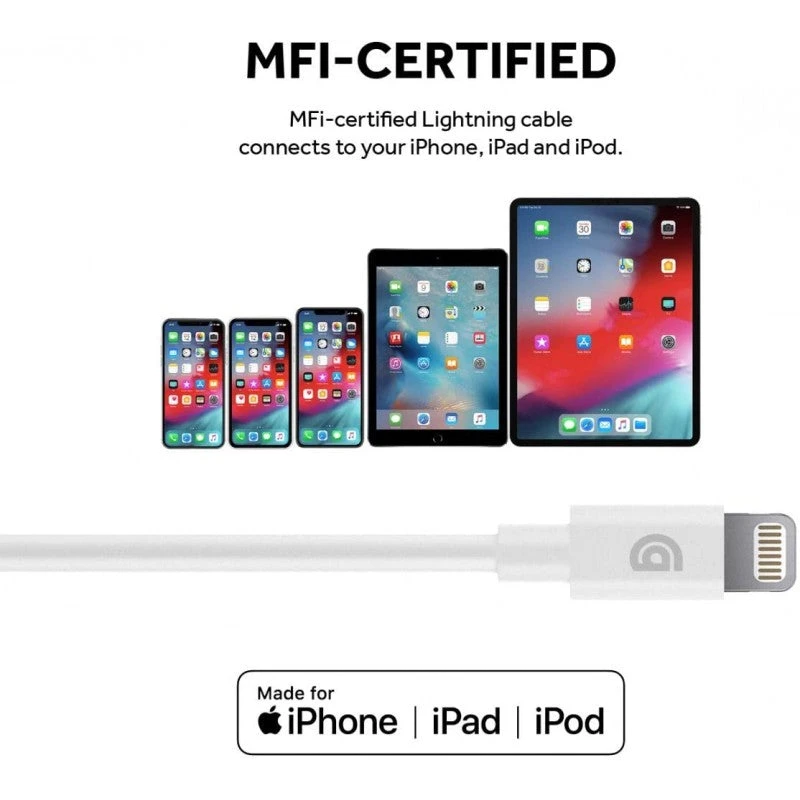 Griffin Charge/Sync USB-C To Lightning Cable 1.2m/4ft Long - White - Image 4