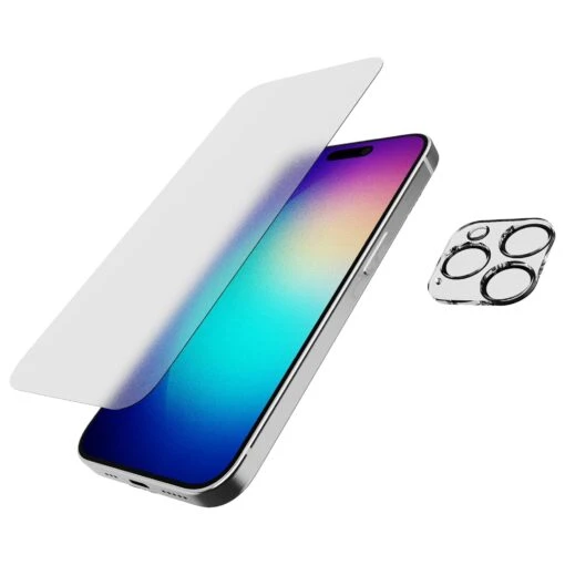 Tech21 Anti Glare Impact Glass Screen And Lens Protector Bundle For Apple IPhone 15 Pro Max