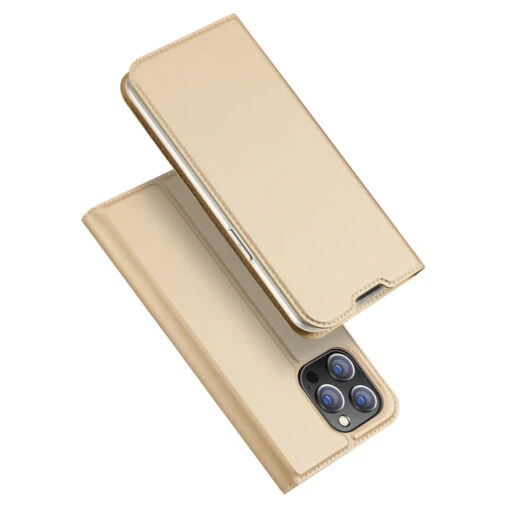 DUX DUCIS Skin Pro Faux Leather Wallet Flip Case For Apple IPhone 14 Pro Max - Gold
