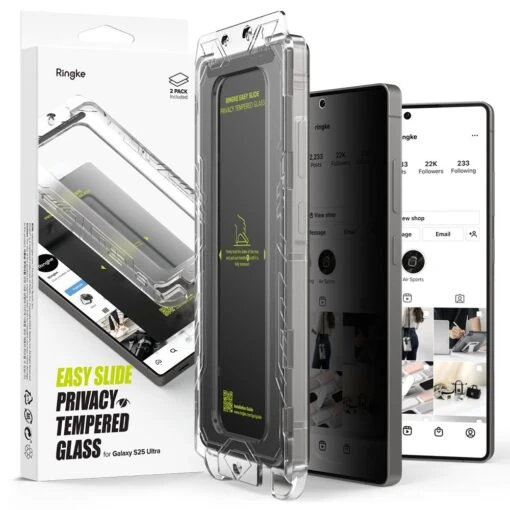 Ringke 2 Pack Easy Slide Privacy Glass Screen Protector For Samsung Galaxy S25 Ultra