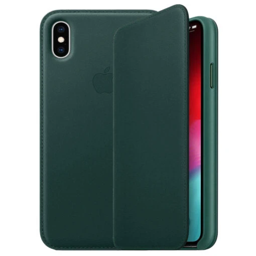 Official Apple Leather Folio Flip Case For IPhone XS Max - Forest Green