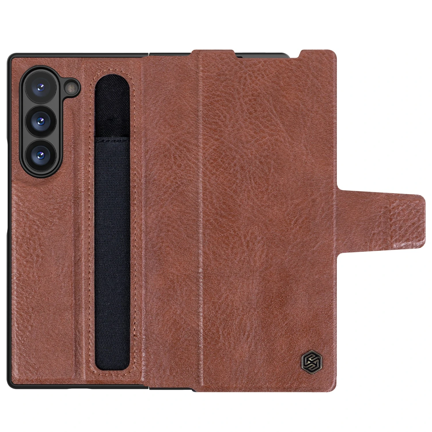 Nillkin Aoge Leather With Pen Holder Case For Samsung Galaxy Z Fold6 5G - Brown