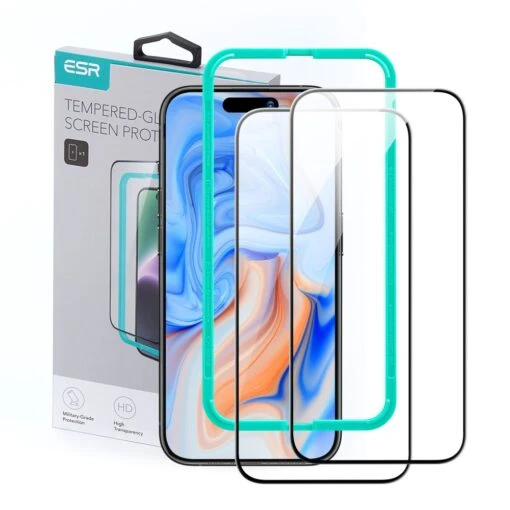 ESR 2-Pack Tempered Glass Screen Protector For Apple IPhone 15 - Black