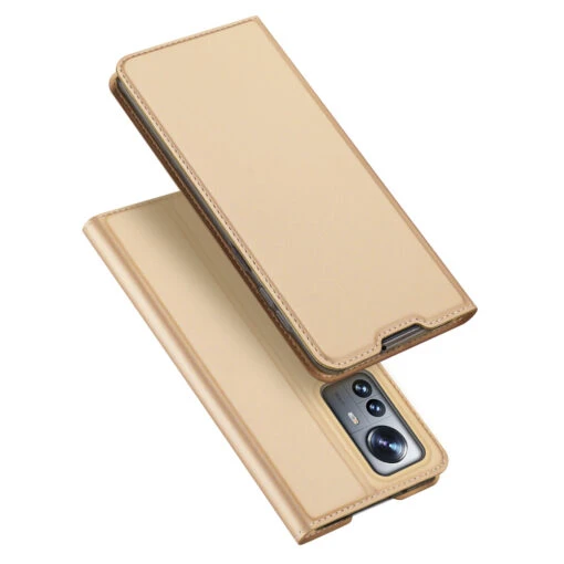 DUX DUCIS Skin Pro Faux Leather Wallet Flip Case For Xiaomi 12S Pro / 12 Pro - Gold