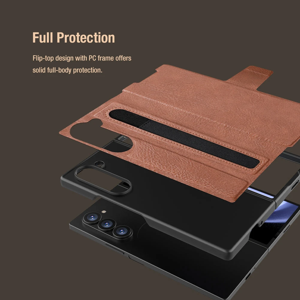 Nillkin Aoge Leather With Pen Holder Case For Samsung Galaxy Z Fold6 5G - Brown - Image 4