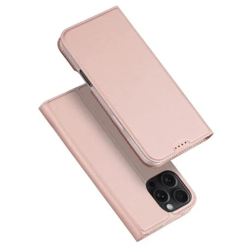 DUX DUCIS Skin Pro Faux Leather Wallet Flip Case For Apple IPhone 16 Pro Max - Rose Gold