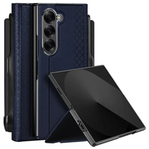 Dux Ducis Bril Leather Case Cover With Pen Holder For Samsung Galaxy Z Fold6 5G - Blue