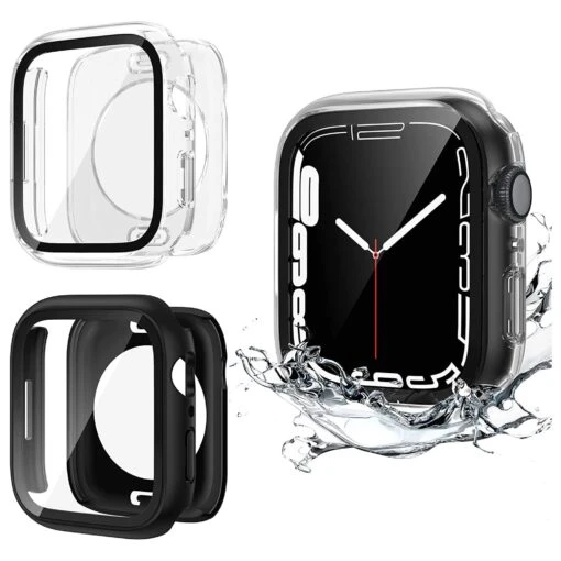 2 X Tough Protective Case Cover For Apple Watch 41mm Series 7 - 1 Clear And 1 Black