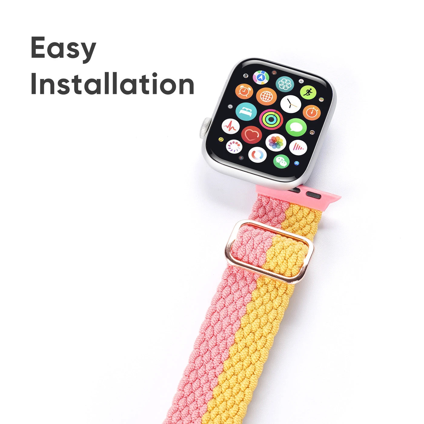 DUX DUCIS Nylon Strap For Apple Watch 1 2 3 4 5 6 7 SE (38MM/40MM/41MM) - Pink/Yellow - Image 2