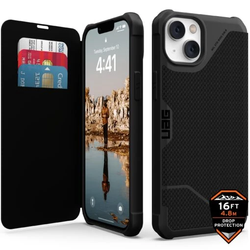 Urban Armor Gear (UAG) Metropolis Tough Folio Case For Apple IPhone 14 Plus - KEVLAR Black