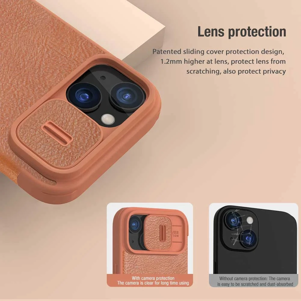Nillkin Qin Pro Faux Leather Camera Lens Protector Case For Apple IPhone 15 - Red - Image 7