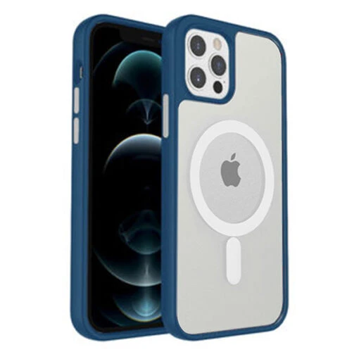 Armoured™ Shield MagSafe Tough Case For Apple IPhone 14 Plus - Blue (Grey Buttons)