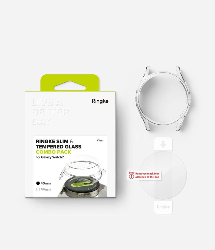Ringke Slim Case & Tempered Glass Protector Bundle For Galaxy Watch 7 40mm - Clear - Image 8