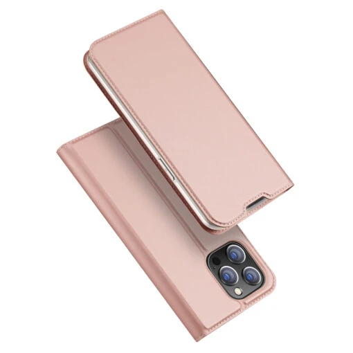 DUX DUCIS Skin Pro Faux Leather Wallet Flip Case For Apple IPhone 14 Pro Max - Rose Gold