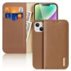 DUX DUCIS Genuine Real Leather Flip RFID Wallet Case For Apple IPhone 15 Plus - Brown