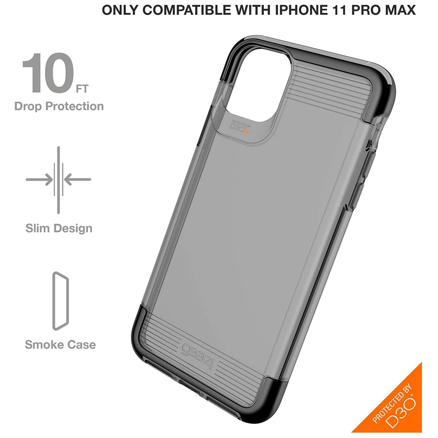 Gear4 Wembley D30 Shockproof Tough Case For Apple IPhone 11 Pro Max - Smoke - Image 6