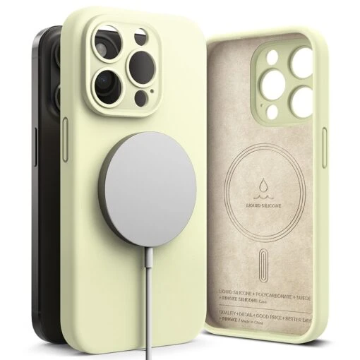 Ringke Slim Silicone Magsafe Matte Rear Case For Apple IPhone 15 Pro Max - Sunny Lime
