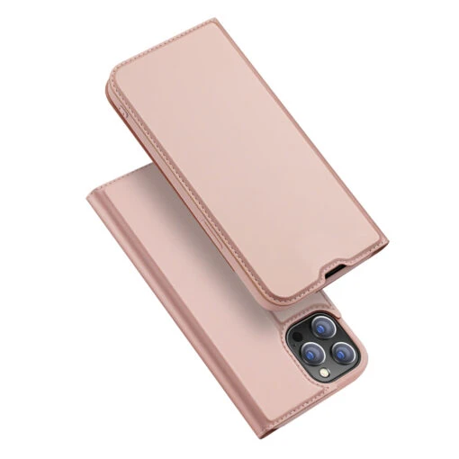 DUX DUCIS Skin Pro Faux Leather Wallet Flip Case For Apple IPhone 13 Pro - Rose Gold