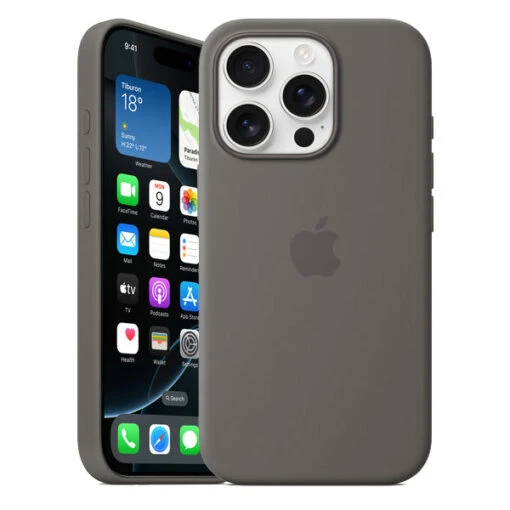 Official Apple Silicone Magsafe Rear Case Cover For IPhone 16 Pro - Stone Grey