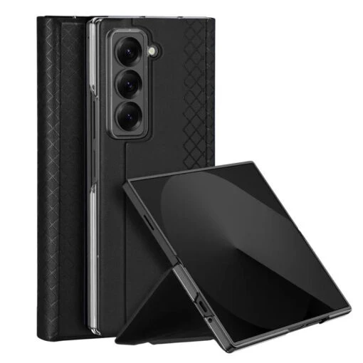 DUX DUCIS Venice Leather Patterned Case Cover For Samsung Galaxy Z Fold SE / W25 - Black