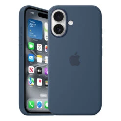 Official Apple Silicone Magsafe Rear Case Cover For IPhone 16 - Denim