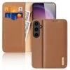 DUX DUCIS Real Leather Flip RFID Wallet Case For Samsung Galaxy S24 - Brown