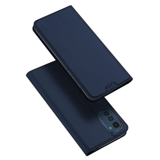 DUX DUCIS Skin Pro Faux Leather Wallet Flip Case For Motorola Moto E32 - Blue