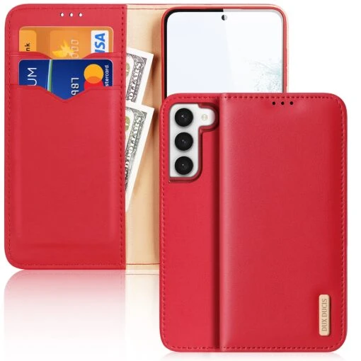 DUX DUCIS Real Leather Flip RFID Wallet Case For Samsung Galaxy S23+ (Plus) - Red