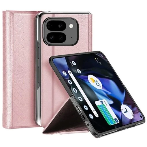 Dux Ducis Bril Leather Wallet Flip Case For Google Pixel 9 Pro Fold - Pink