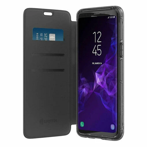 Griffin Survivor Clear Wallet Tough Case For Samsung Galaxy S9 - Black / Clear