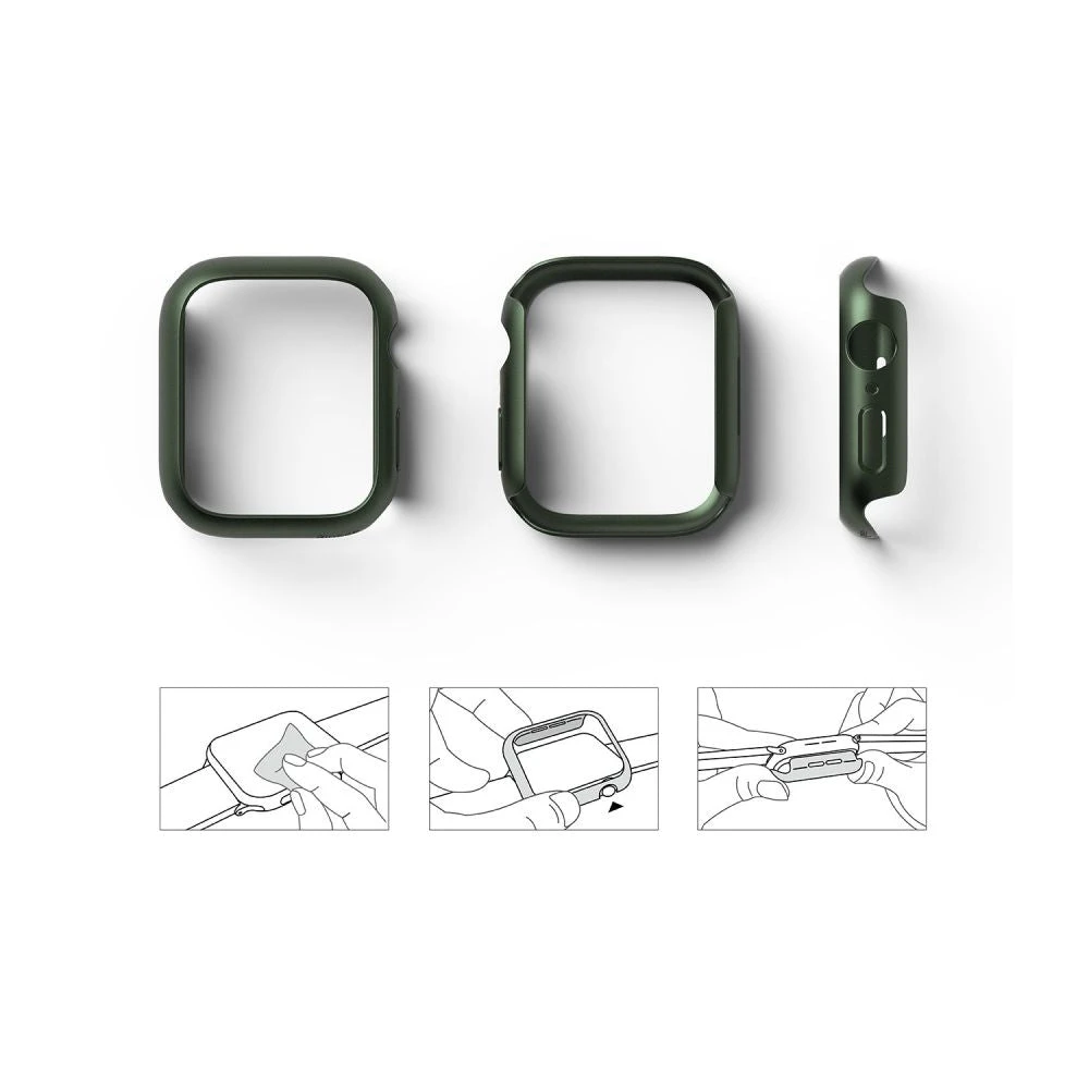 Ringke Slim Case Cover 2-pack For Apple Watch 7 (41mm) - Clear & Deep Green - Image 3