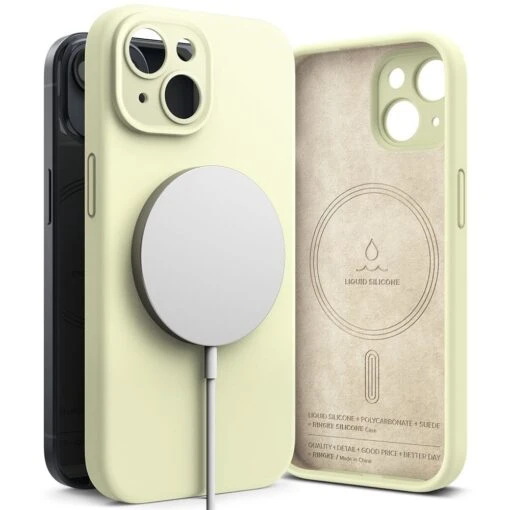 Ringke Slim Silicone Magsafe Matte Rear Case For Apple IPhone 15 - Sunny Lime