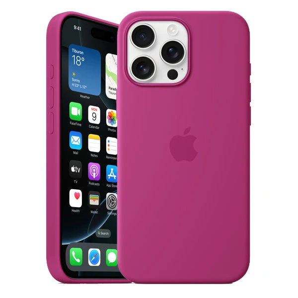 Official Apple Silicone Magsafe Rear Case Cover For IPhone 16 Pro Max - Fuschia