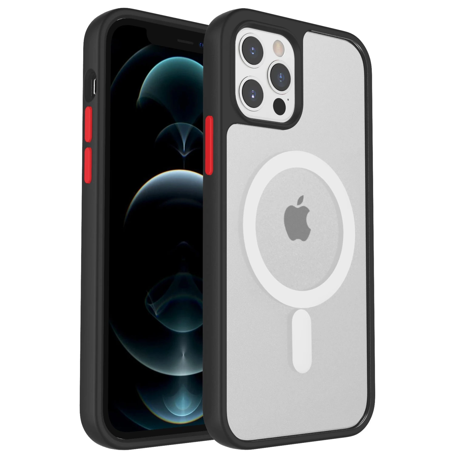 Armoured™ Shield MagSafe For Apple IPhone 13 Pro Max - Black (red Buttons) - Image 2