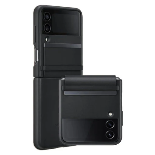 Official Samsung Flap Leather Cover For Galaxy Z Flip4 5G - Black