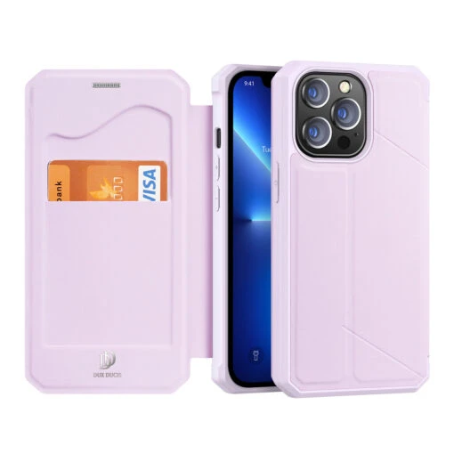 DUX DUCIS Skin X Tough Rugged Flip Wallet Case For Apple IPhone 13 Pro Max - Pink