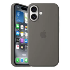 Official Apple Silicone Magsafe Rear Case Cover For IPhone 16 - Stone Grey