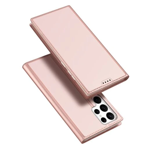 DUX DUCIS Skin Pro Faux Leather Wallet Flip Case For Samsung Galaxy S23 Ultra - Rose Gold