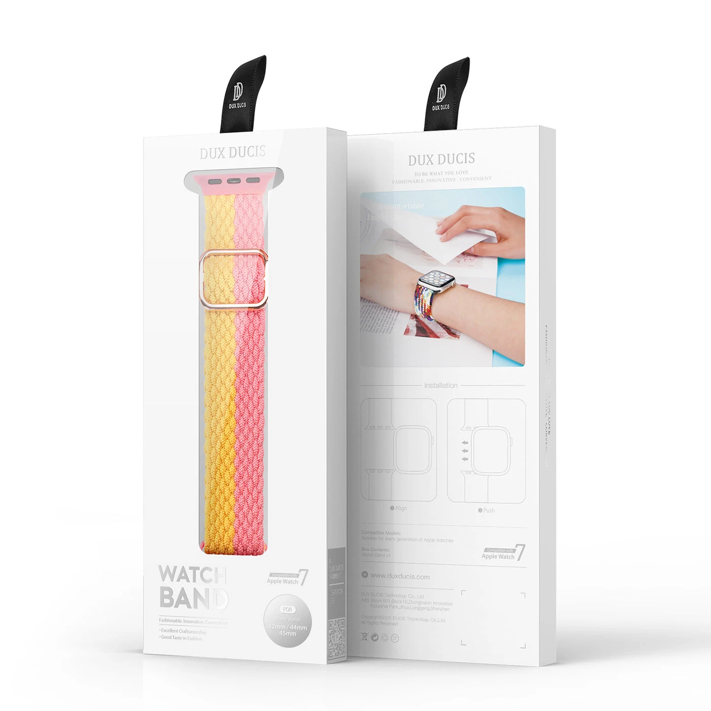 DUX DUCIS Nylon Strap For Apple Watch 1 2 3 4 5 6 7 SE (38MM/40MM/41MM) - Pink/Yellow - Image 10