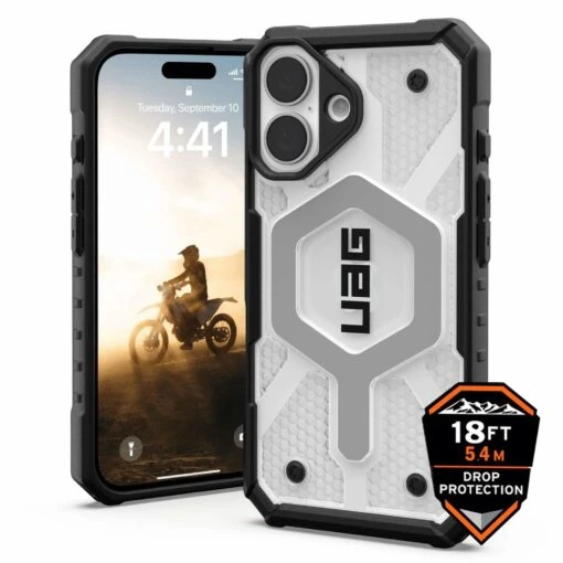 Urban Armor Gear (UAG) Pathfinder MagSafe Tough Case Cover For Apple IPhone 16 - Clear/ Black