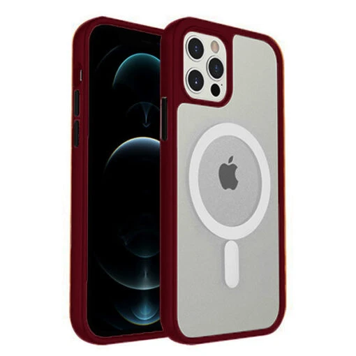 Armoured™ Shield MagSafe Tough Case For IPhone 14 Pro Max - Red (Black Buttons)
