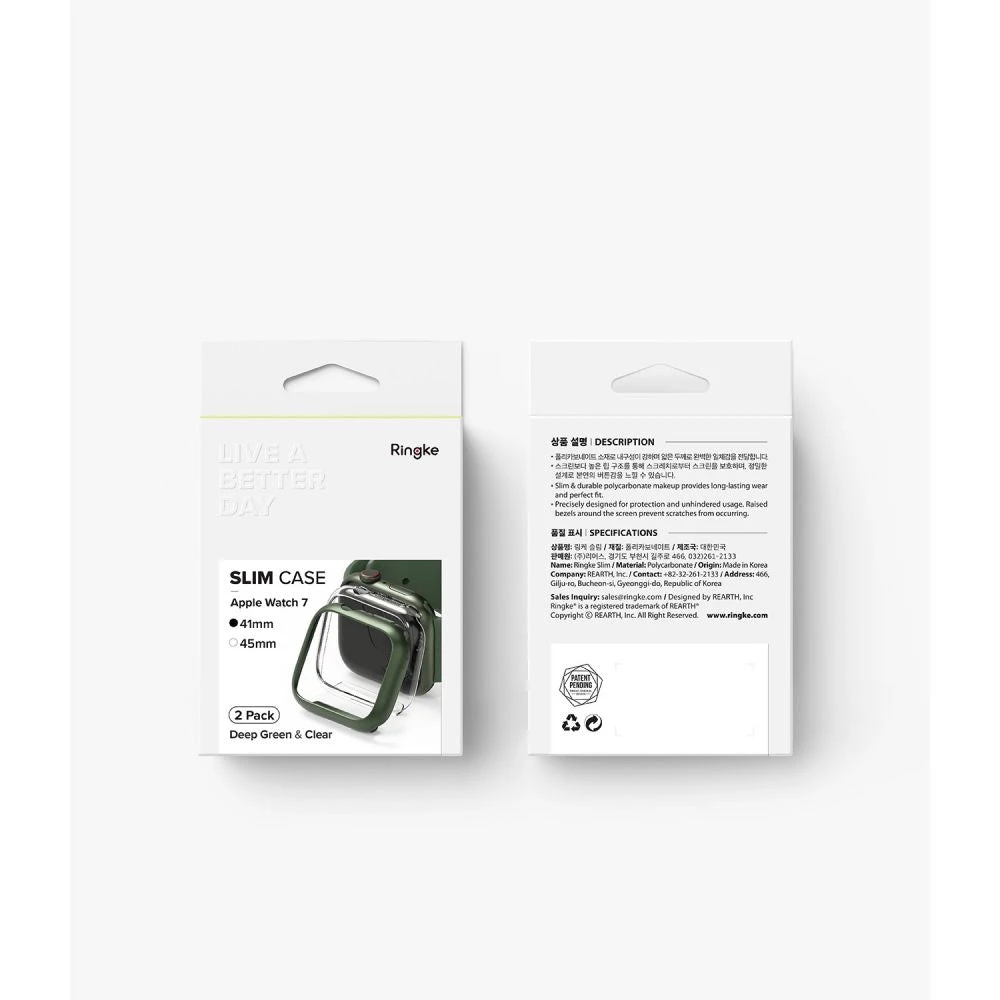Ringke Slim Case Cover 2-pack For Apple Watch 7 (41mm) - Clear & Deep Green - Image 11