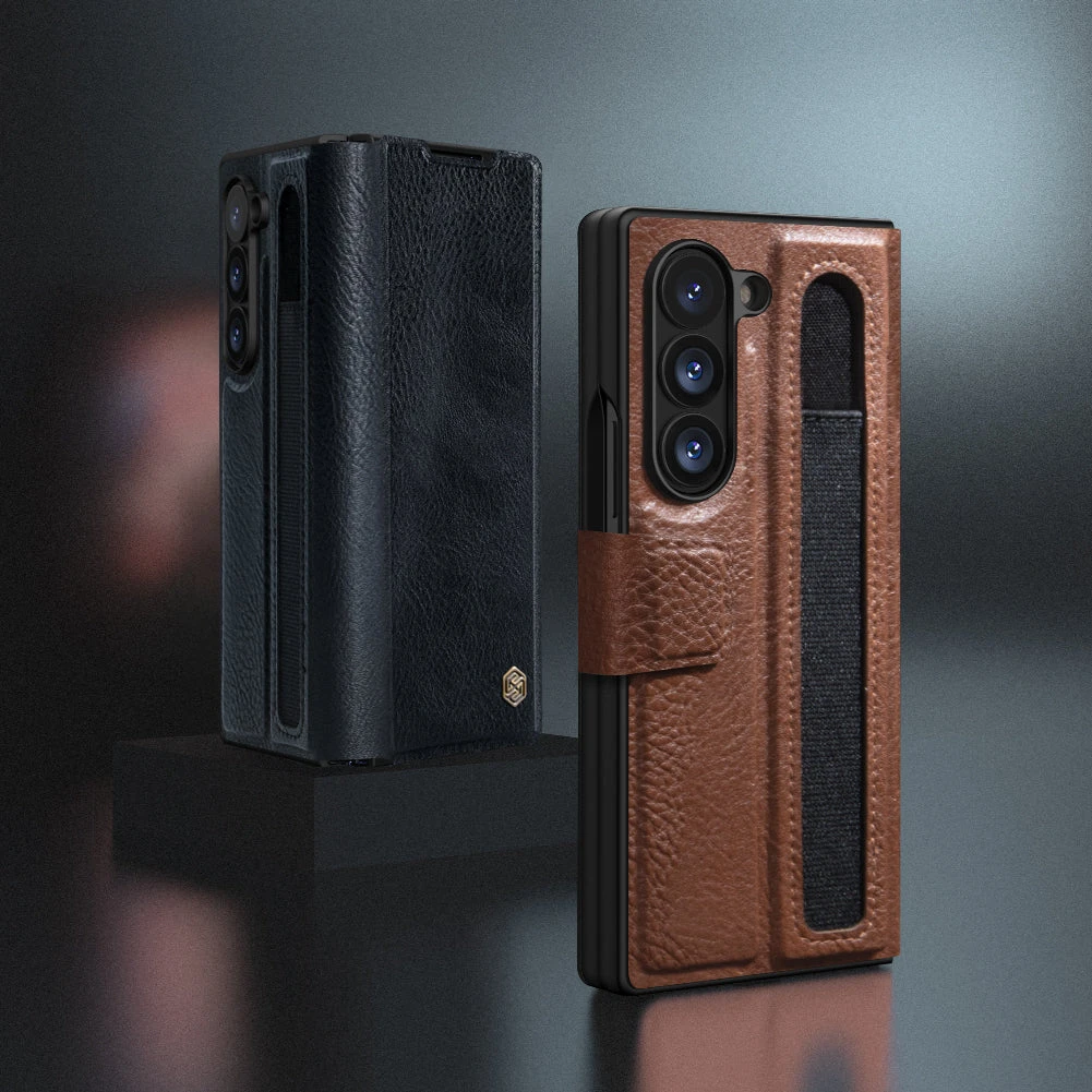 Nillkin Aoge Leather With Pen Holder Case For Samsung Galaxy Z Fold6 5G - Brown - Image 2
