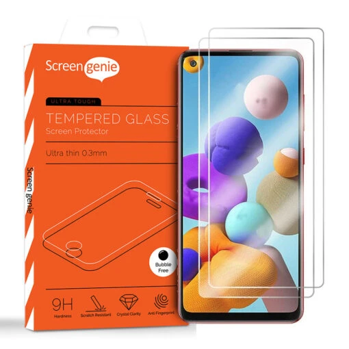 2x Screen Genie Case Friendly Glass Screen Protector For Samsung Galaxy A21