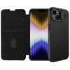 Nillkin Qin Pro Vegan Leather Lens Protector Case For IPhone 14 Plus - Classic Black
