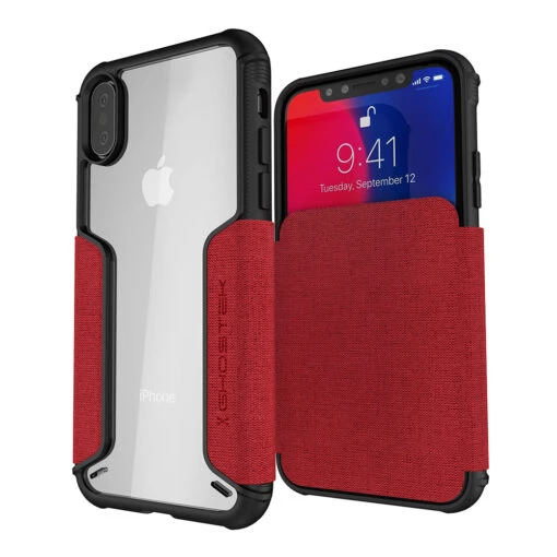 Ghostek EXEC 3 Tough Flip Card Wallet Case Cover For Apple IPhone X / XS - Red