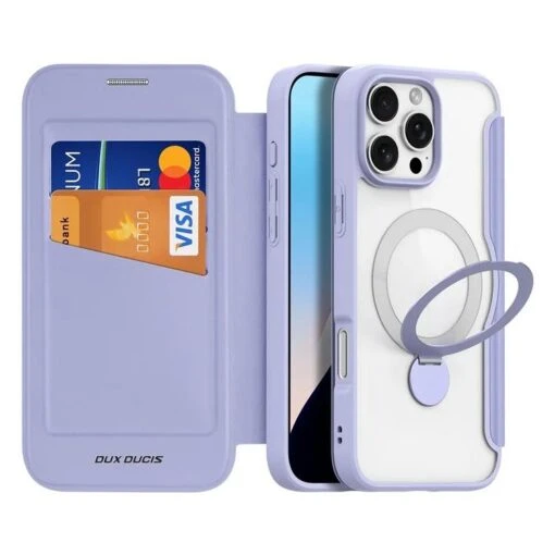 DUX DUCIS Skin X Pro MagSafe Standing Flip Wallet Case For Apple IPhone 16 Pro Max - Purple